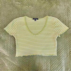 Green Ruffle Crop Top